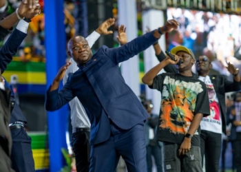 Brice Clotaire Oligui Nguema lors du lancement de son parti l'UDB à Libreville, en début juillet, crédit DR.