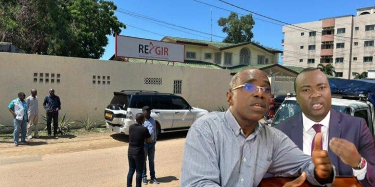 Réagir dénonce une occupation illégale de son siège par Persis Lionel Essono Ondo et François Ndong Obiang, montage Le Confidentiel.