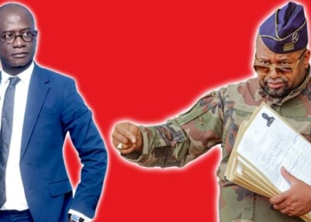 AGASA : Le Dr. Jean Delors BIYOGUE condamne les méthodes "cavalières" du Commandant Oscar SADIBI MAPANGOU, montage photo Le Confidentiel.