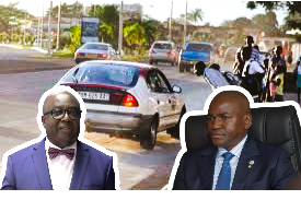Adrien Nguema Mba et Ulrich Manfoumbi Manfoumbi s'écharpent sur les taxes des transporteurs suburbains, montage photo Le Confidentiel.